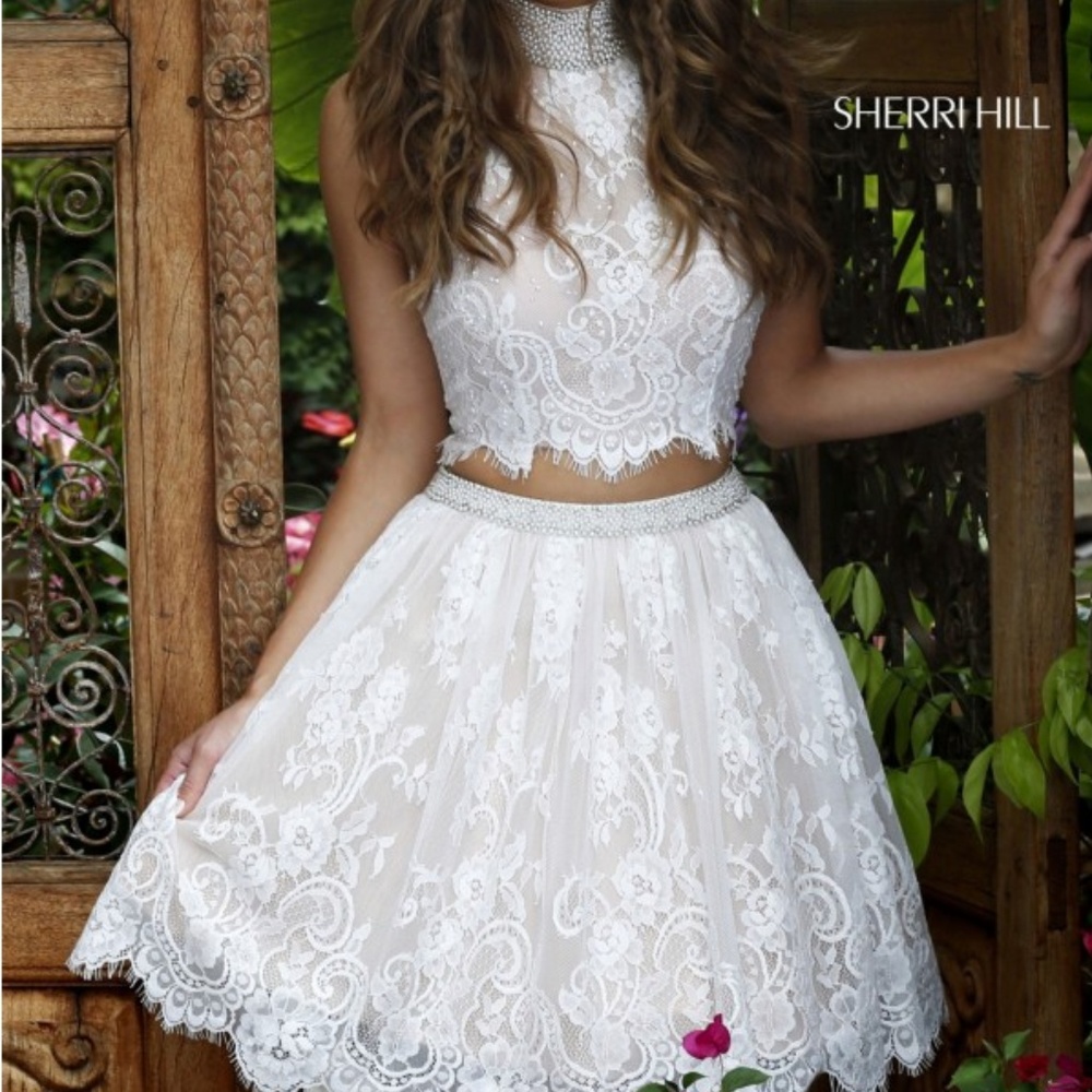 Sherri Hill 32290 Sparkly Lace Two Piece Dress